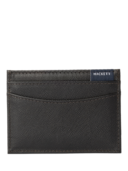 Hackett London Saffiano Leather Card Holder, Brown - view 2, Brown