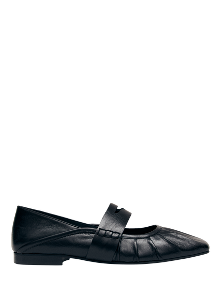 ALOHAS Bargo Leather Ballet Flat Shoes, Black, Black