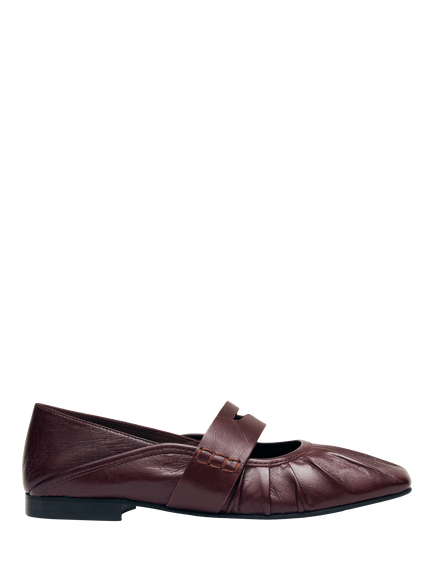 ALOHAS Bargo Leather Ballet Flat Shoes, Burgundy, Burgundy