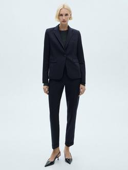 Mango Boreal Single Button Blazer, Navy
