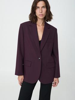 Mango Gabi Single Button Blazer, Dark Red