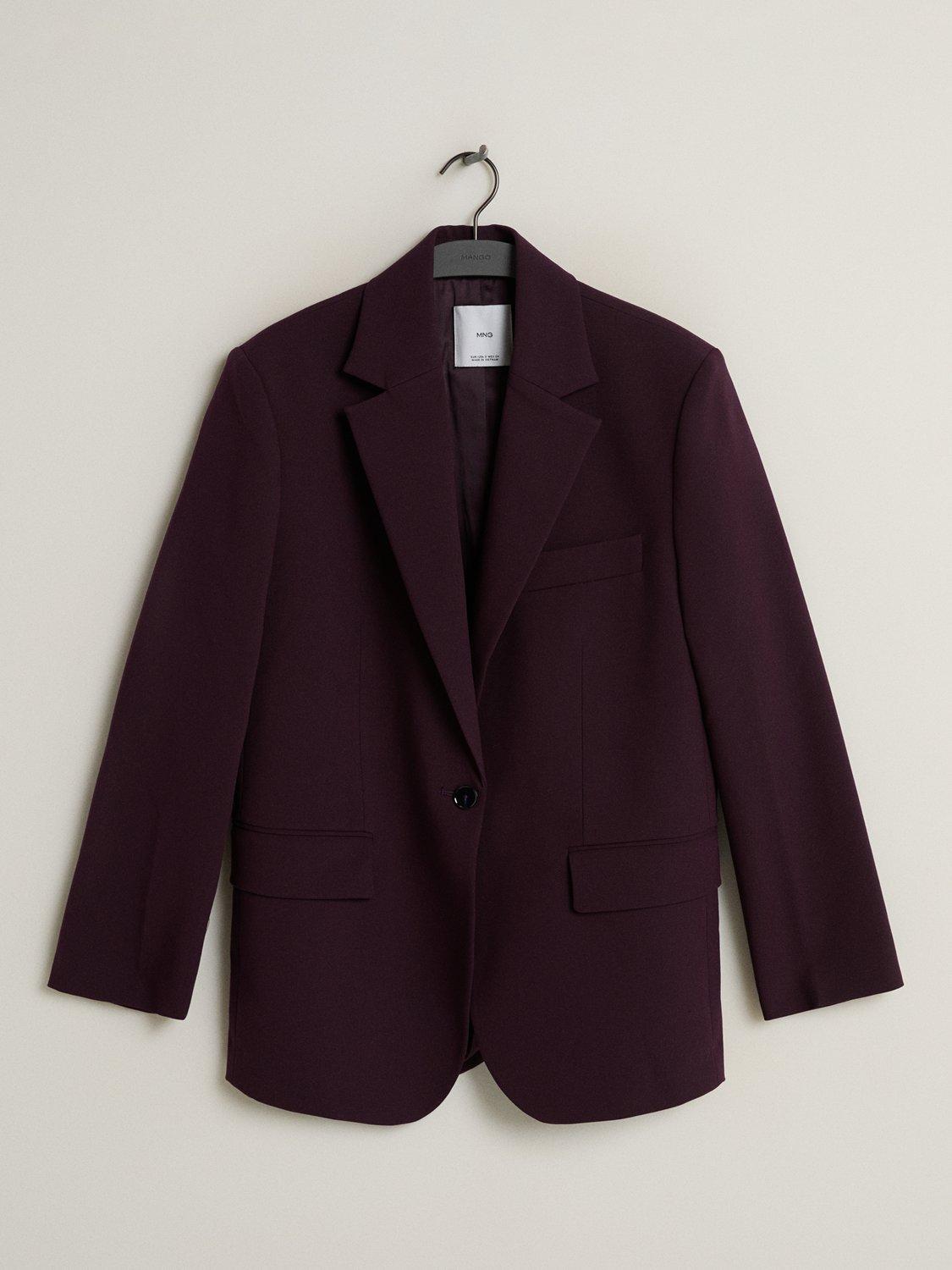 Product image 3 of 8, which shows Mango Gabi Single Button Blazer, Dark Red, XS