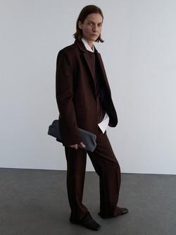 Mango Milan Pure Wool Blazer, Brown - view 2, Brown