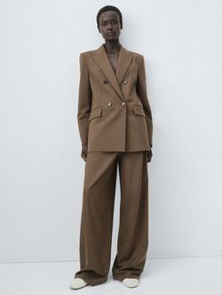 Mango Iris Double Breasted Blazer, Medium Brown - view 2, Medium Brown