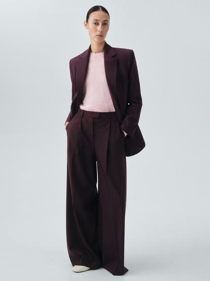 Mango Mulhouse Wool Blend Blazer, Dark Red - view 2, Dark Red