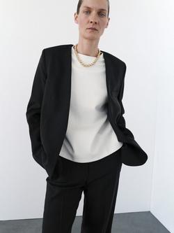 Mango Praga Collarless Blazer, Black, Black