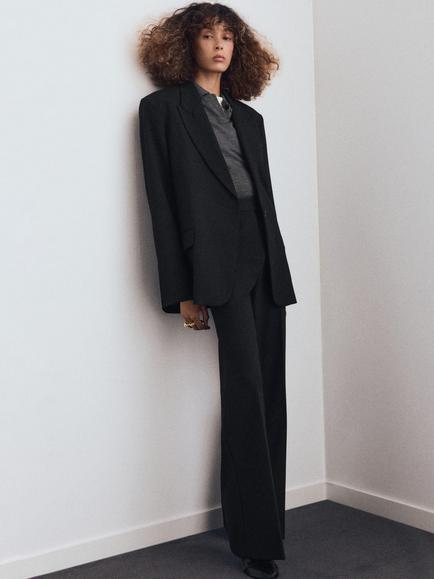 Mango Upsala Single Breasted Blazer, Black - view 2, Black