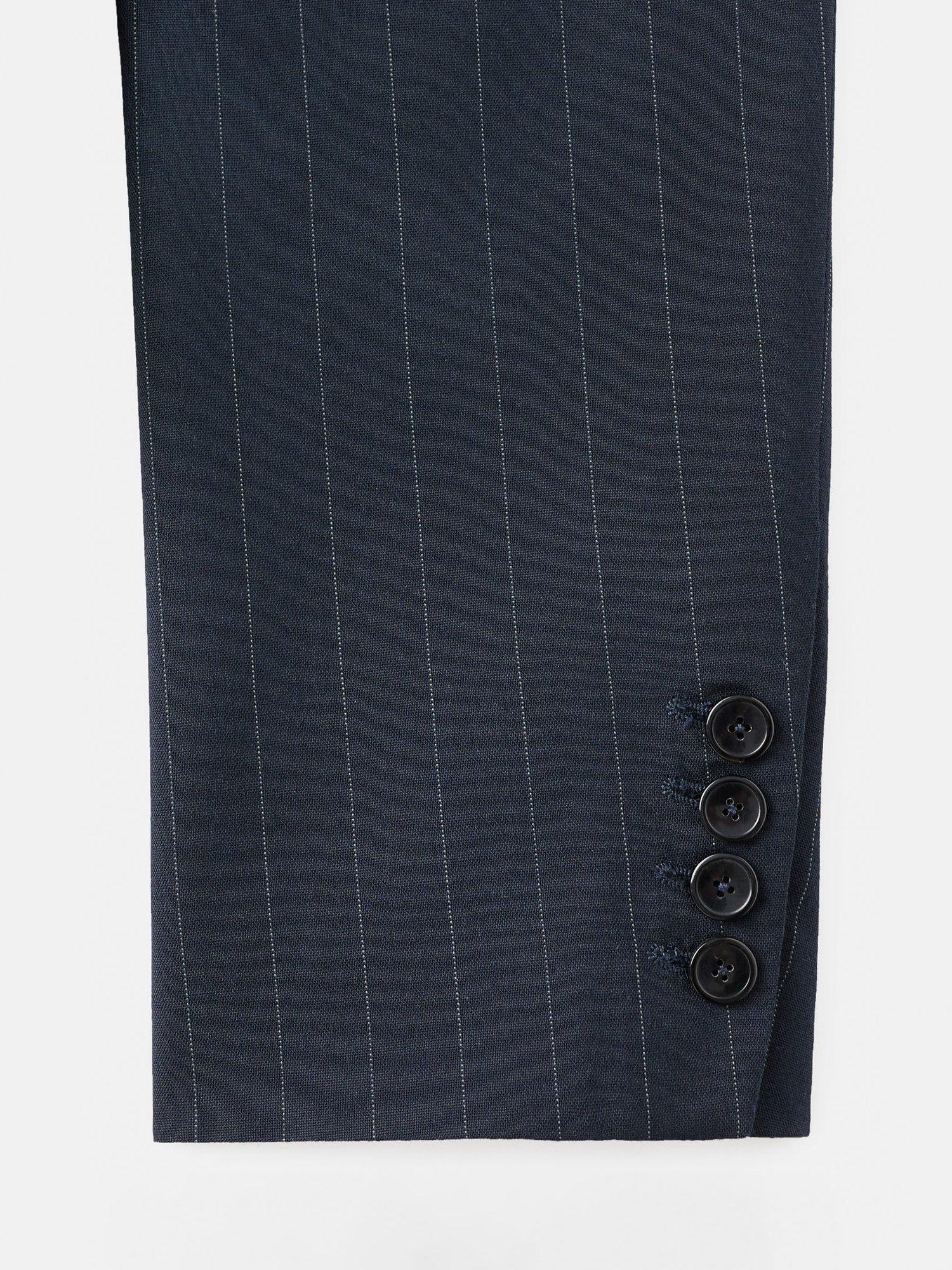 Product image 5 of 7, which shows Mango Varsovia Pinstripe Double Breasted Blazer, Navy, XXL