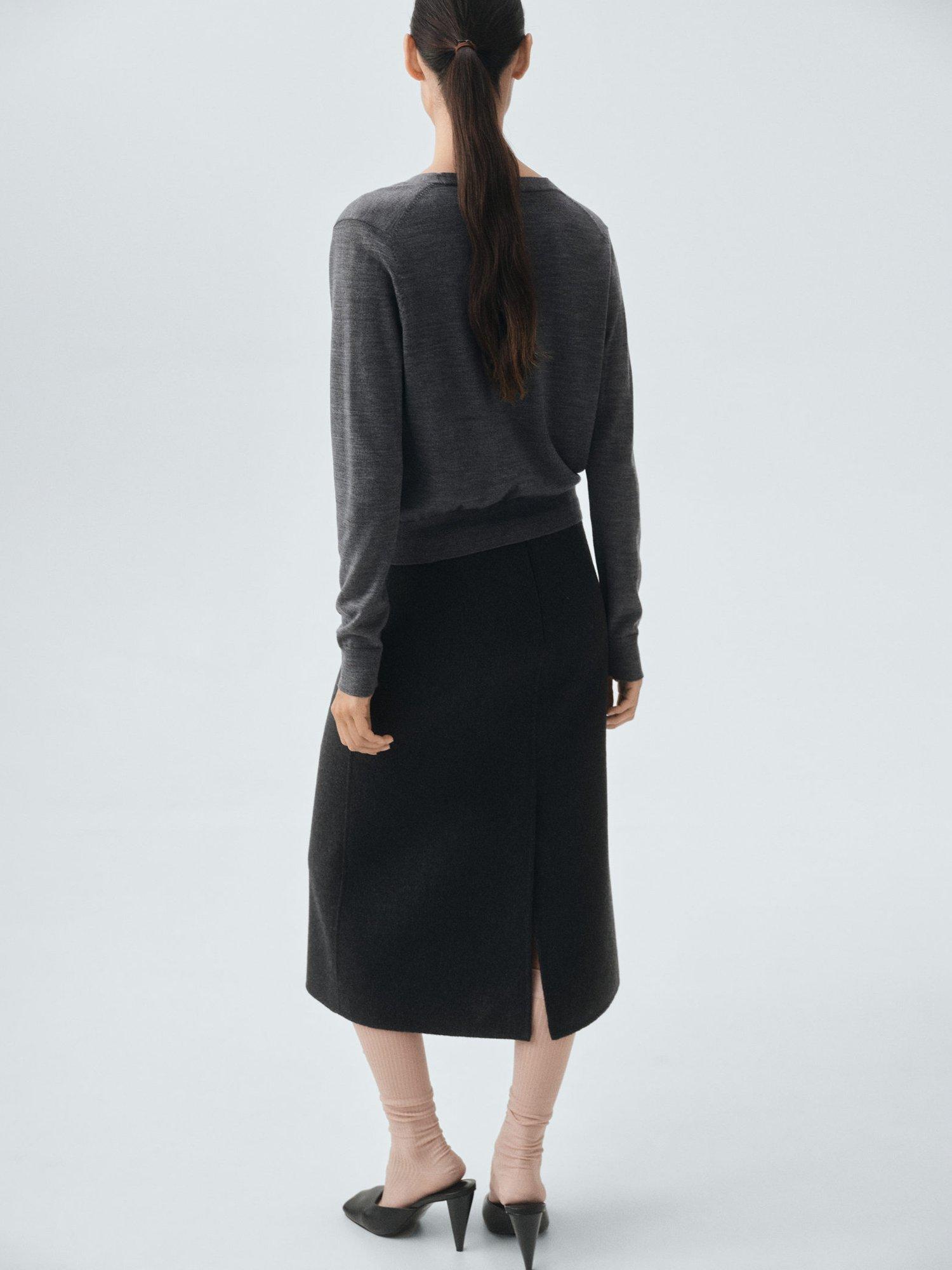 Product image 4 of 8, which shows Mango Kelly Wool V Neck Cardigan, Medium Grey, XS