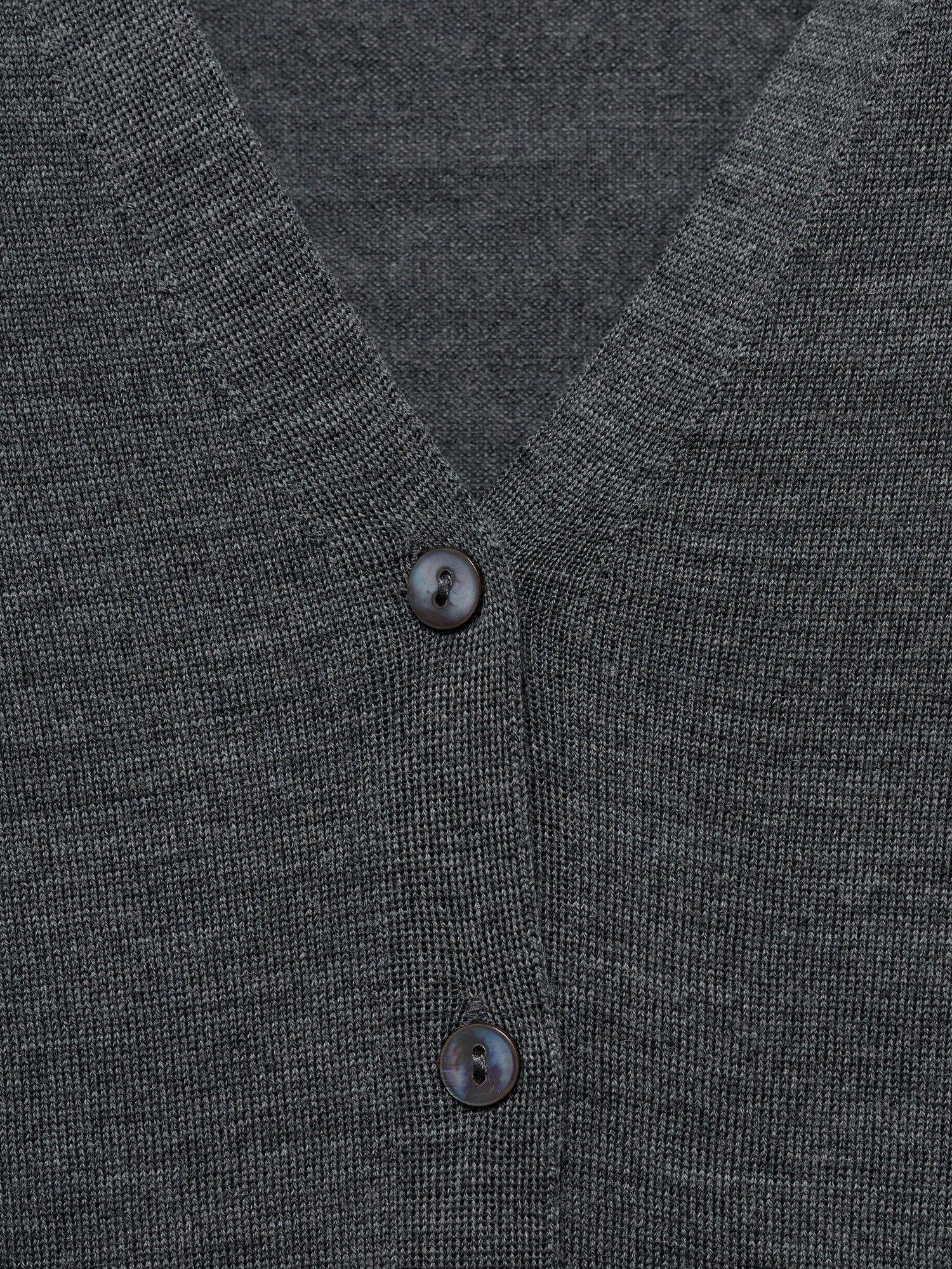 Product image 8 of 8, which shows Mango Kelly Wool V Neck Cardigan, Medium Grey, XS