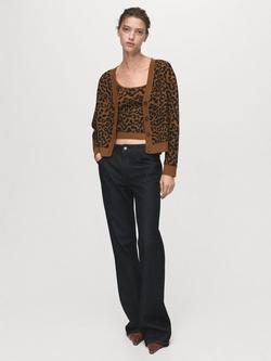 Mango Leona Leopard Print V Neck Cardigan - view 2, Medium Brown