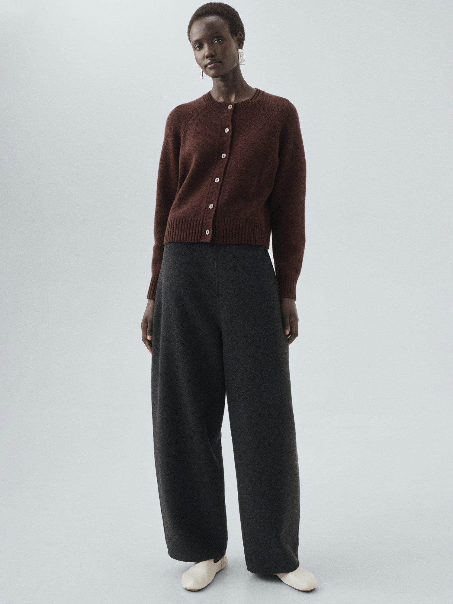 Product image 2 of 7, which shows Mango Scorpius Chunky Wool Rich Cardigan, Dark Brown, M