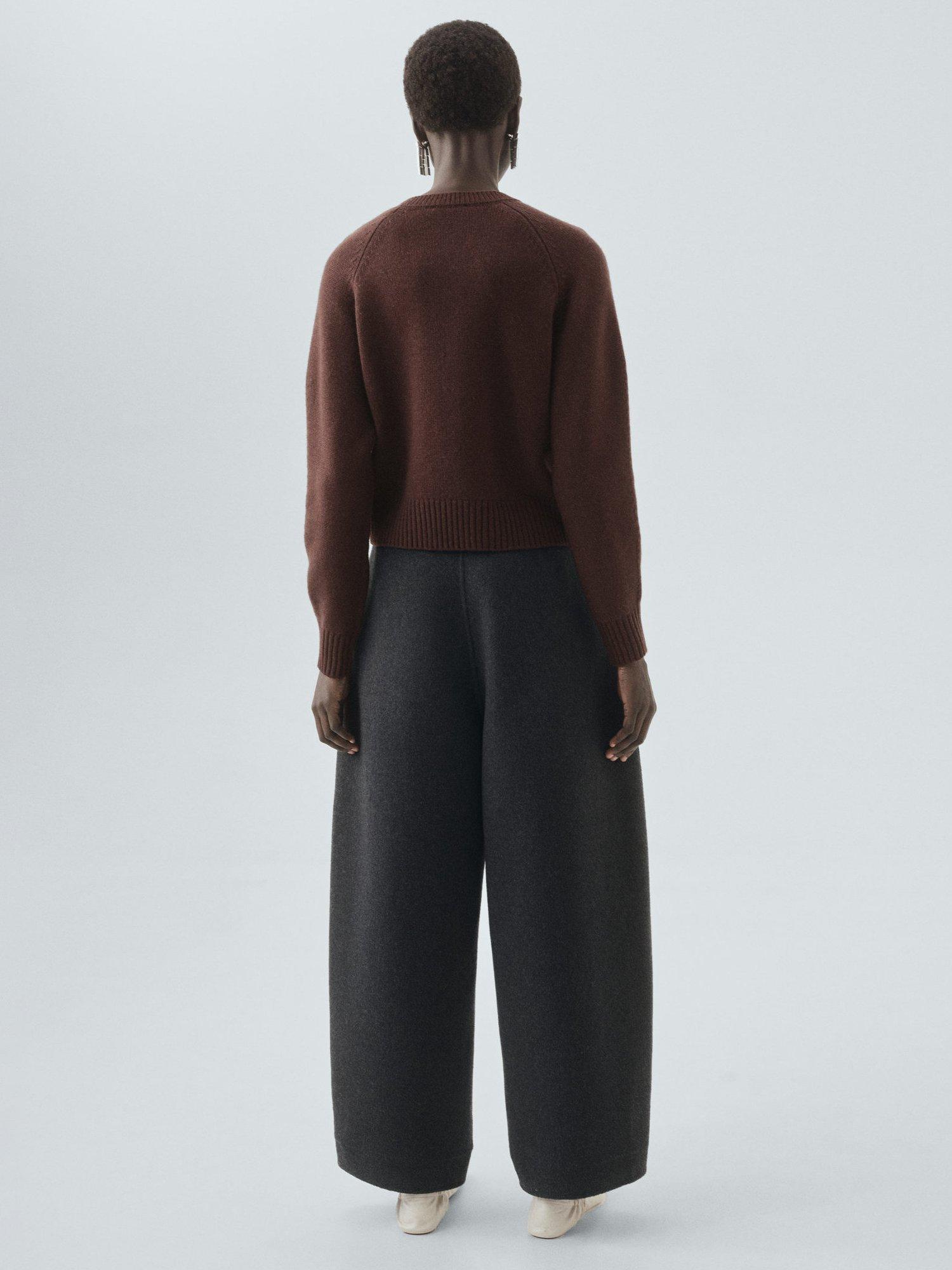 Product image 4 of 7, which shows Mango Scorpius Chunky Wool Rich Cardigan, Dark Brown, M