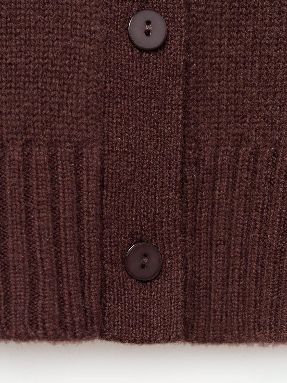 Product image 5 of 7, which shows Mango Scorpius Chunky Wool Rich Cardigan, Dark Brown, M