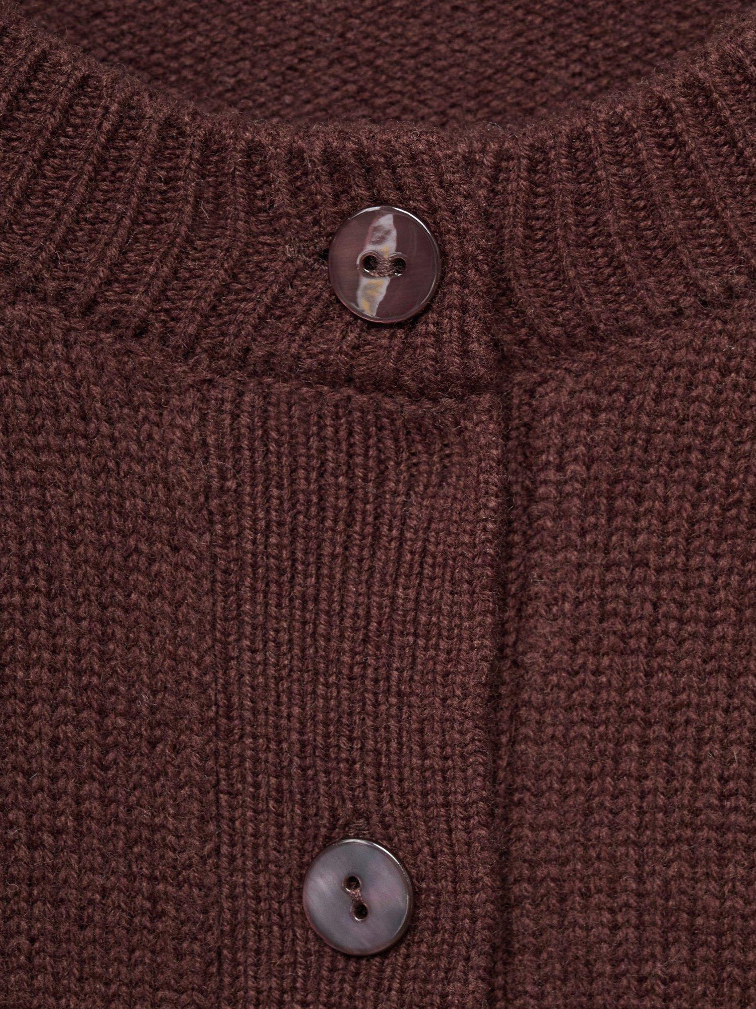 Product image 7 of 7, which shows Mango Scorpius Chunky Wool Rich Cardigan, Dark Brown, M