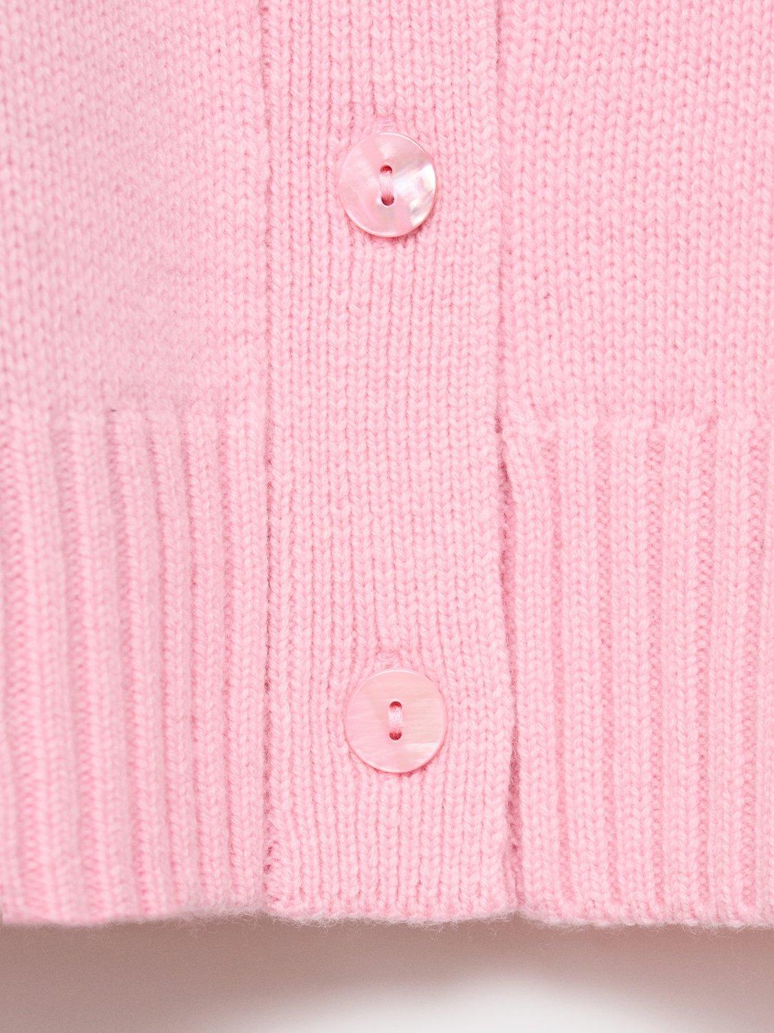 Product image 5 of 8, which shows Mango Scorpius Chunky Wool Rich Cardigan, Pink, S