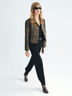 Mango Anita Leopard Print Jacket, Brown - view 2, Brown