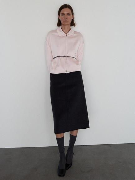 Mango Berlin Satin Jacket, Pastel Pink - view 2, Pastel Pink