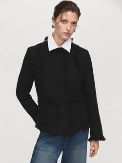 Mango Cloves Tweed Jacket, Black