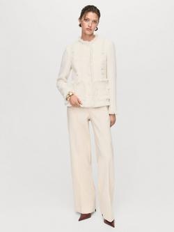 Mango Cloves Tweed Jacket, Natural White