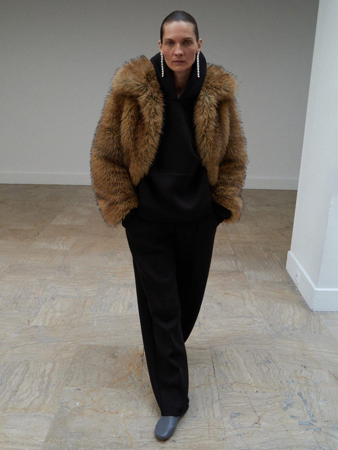 Product image 2 of 7, which shows Mango Rimini Faux Fur Jacket, Brown, XL