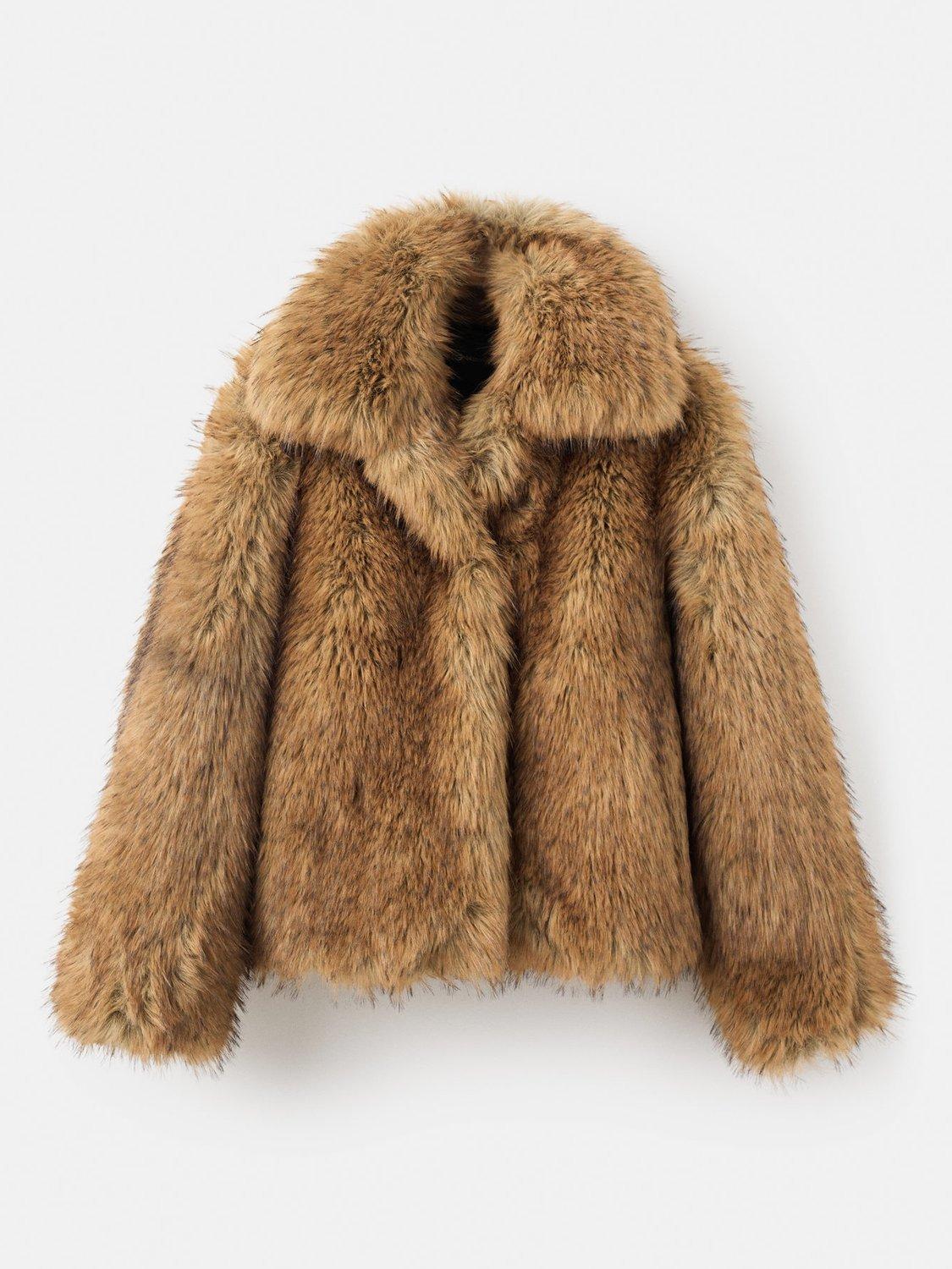 Product image 3 of 7, which shows Mango Rimini Faux Fur Jacket, Brown, XL