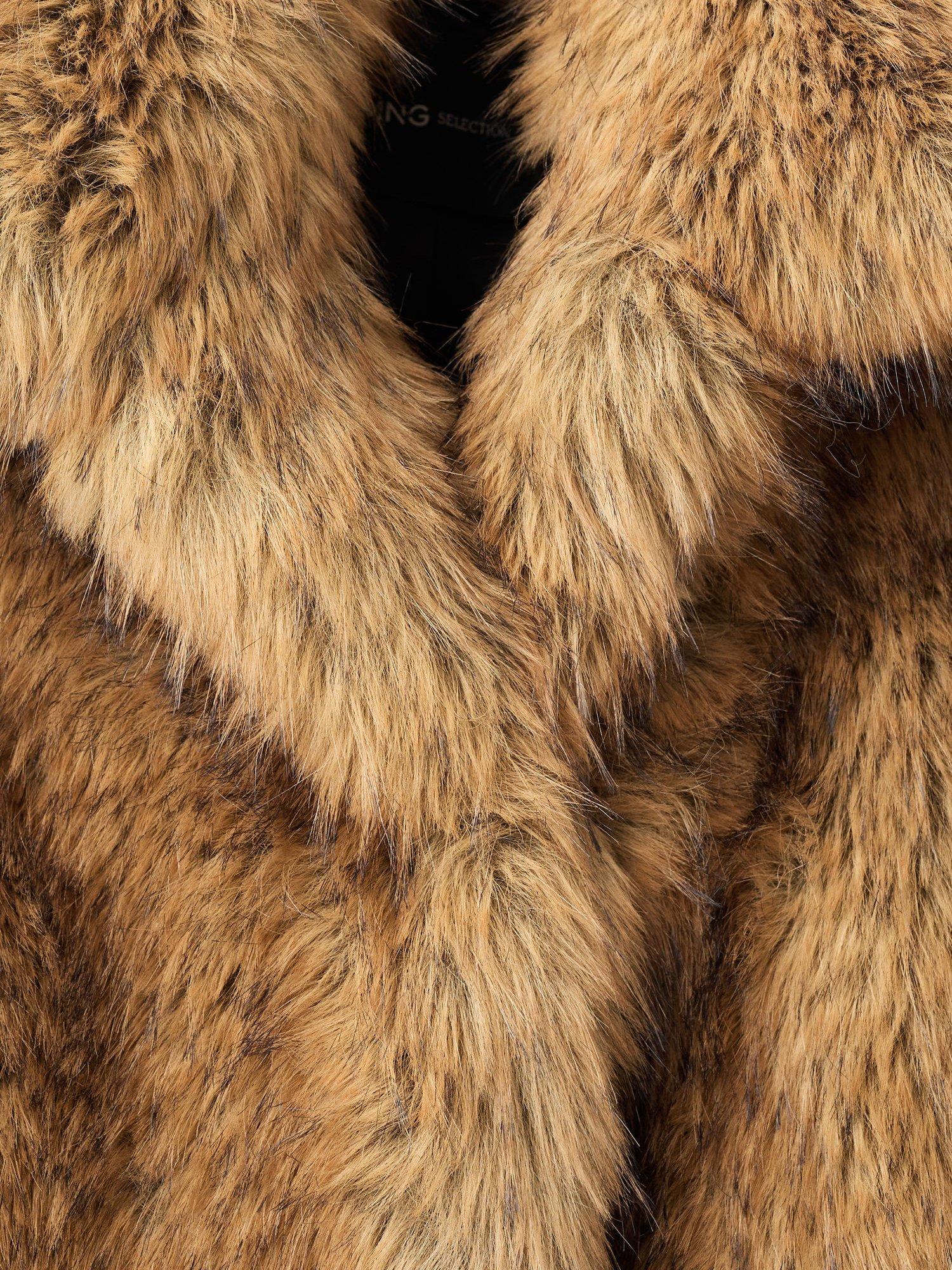 Product image 6 of 7, which shows Mango Rimini Faux Fur Jacket, Brown, XL