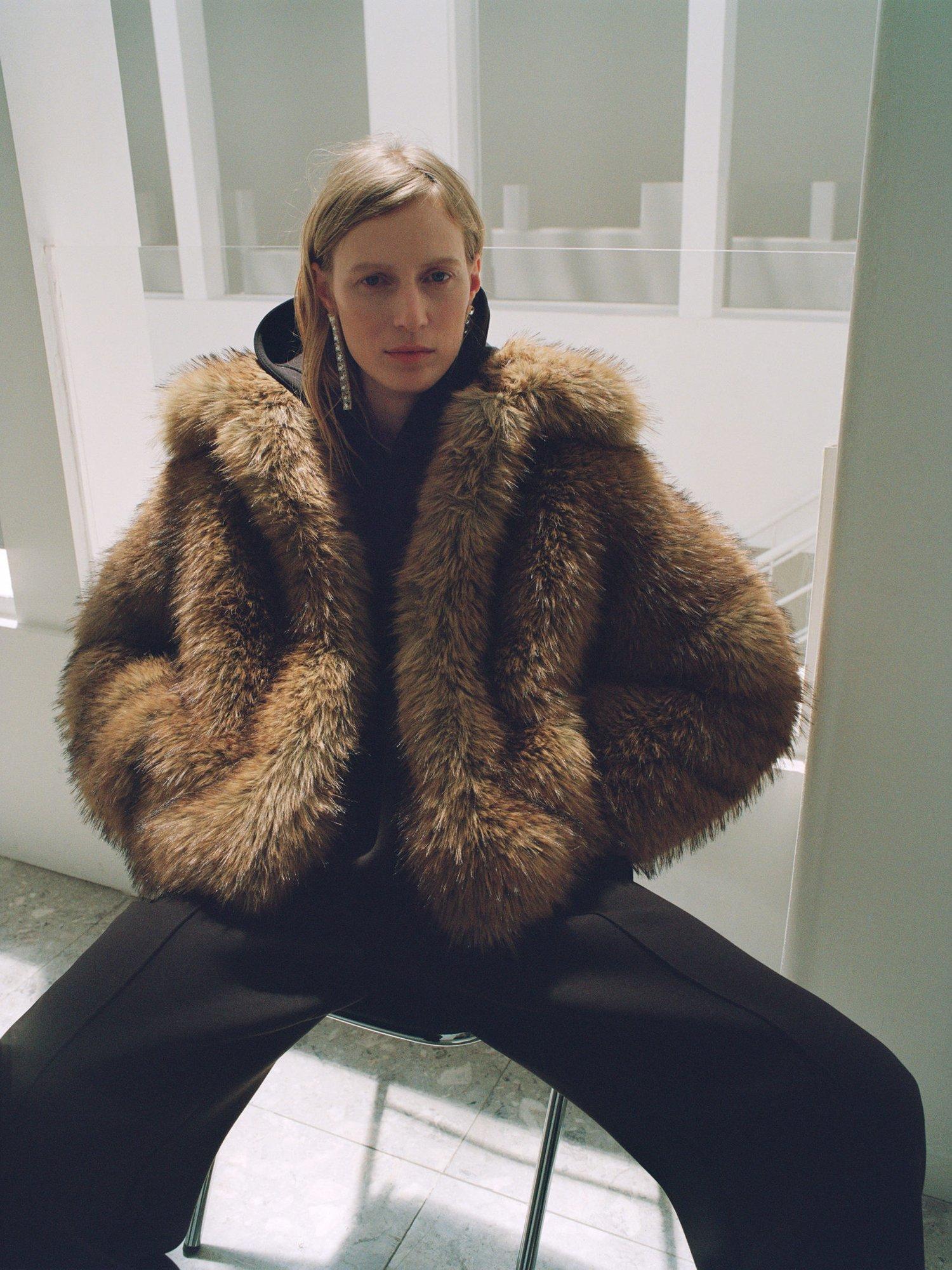 Product image 7 of 7, which shows Mango Rimini Faux Fur Jacket, Brown, XL