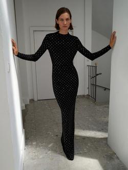 Mango Cleo Crystal Open Back Dress, Black, Black