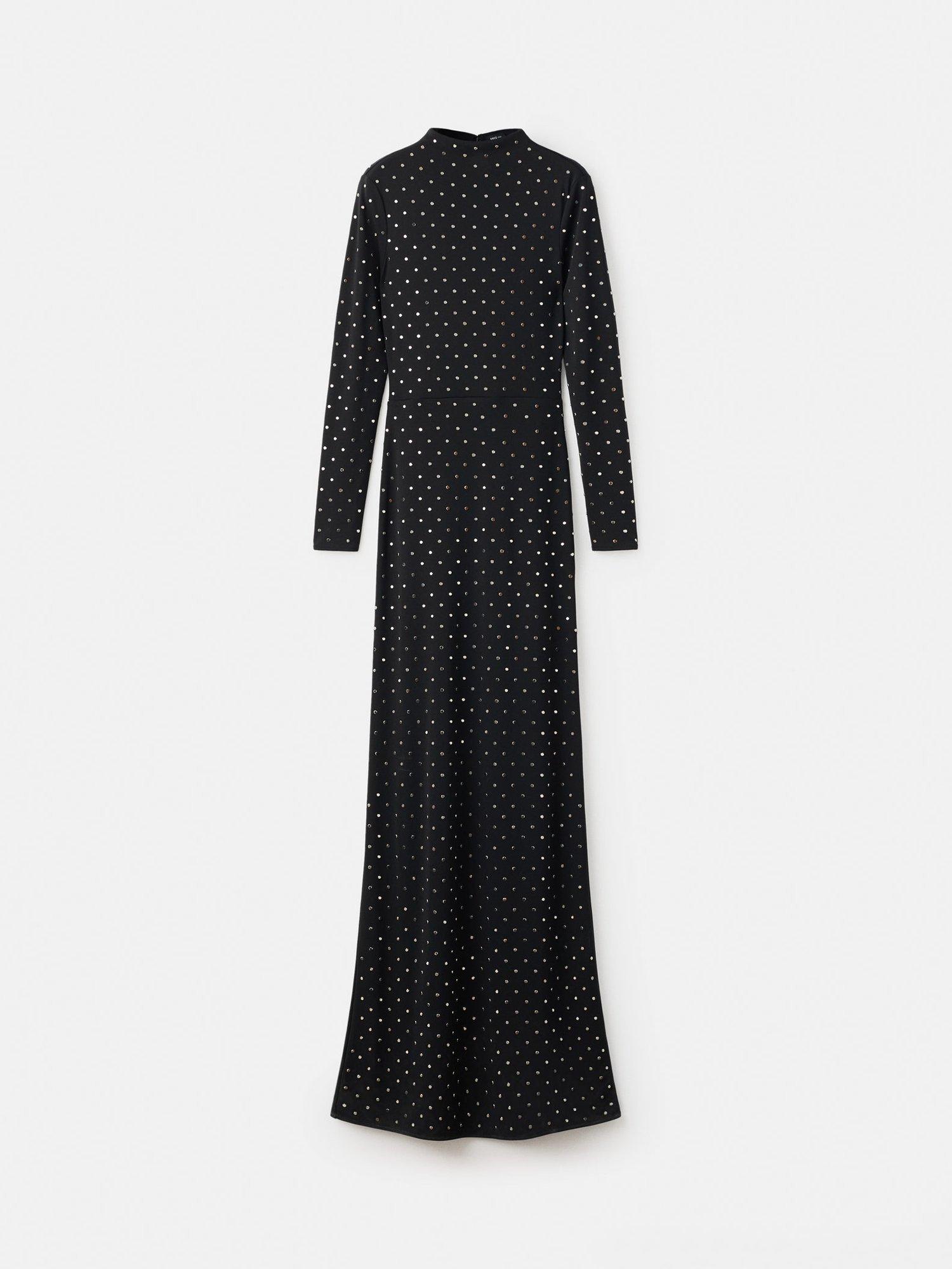 Product image 3 of 8, which shows Mango Cleo Crystal Open Back Dress, Black, 8