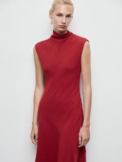 Mango Coco Drape Midi Dress, Red