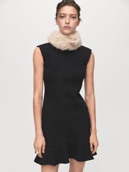 Mango Landa Sleeveless High Neck Ruffle Hem Mini Sheath Dress, Black