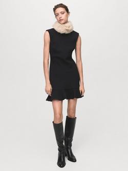 Mango Landa Sleeveless High Neck Ruffle Hem Mini Sheath Dress - view 2, Black