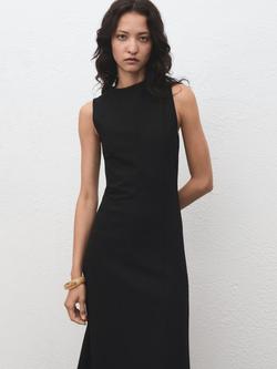 Mango Leti Sleeveless Midi Dress, Black, Black