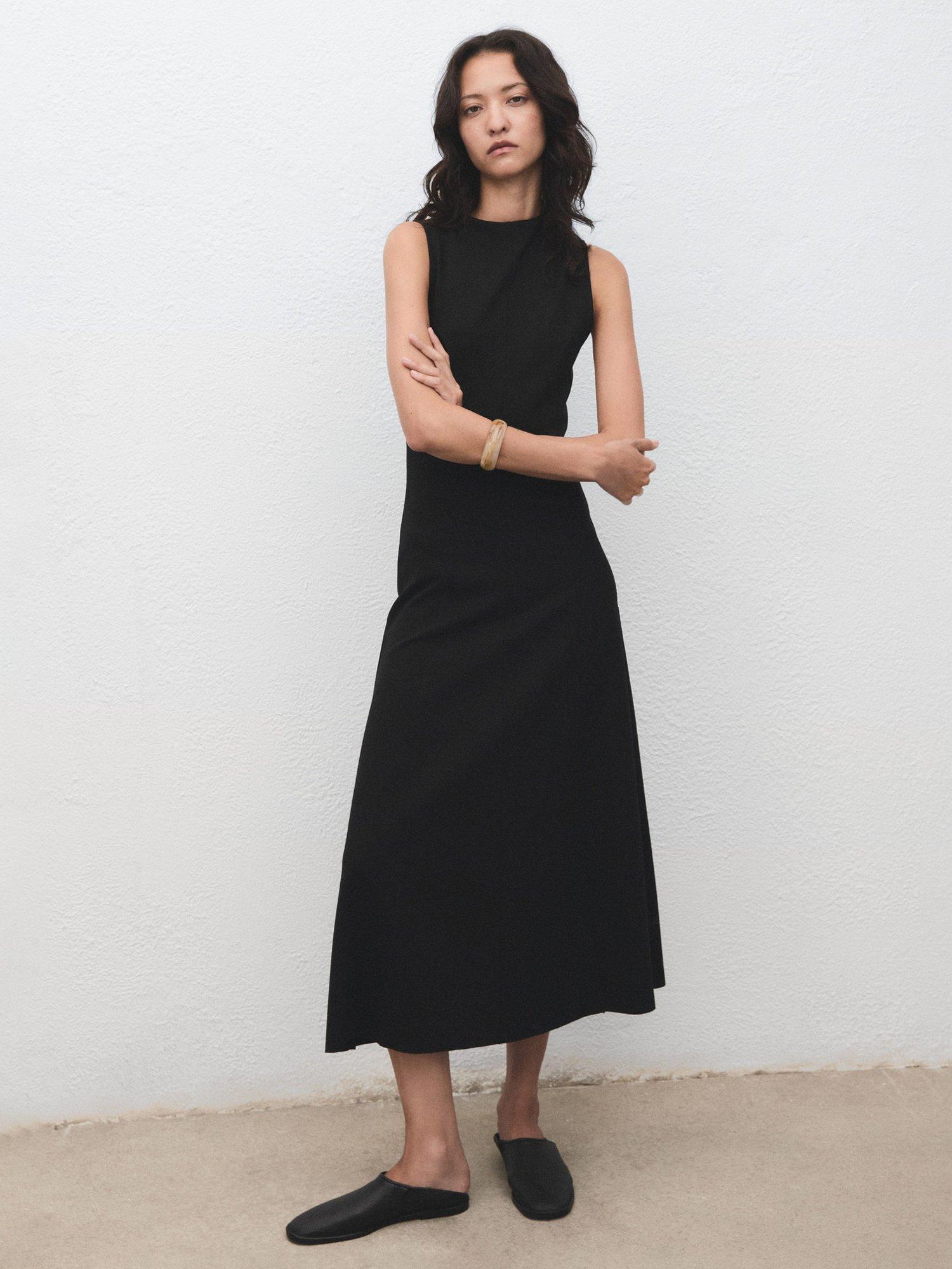 Product image 2 of 8, which shows Mango Leti Sleeveless Midi Dress, Black, 4