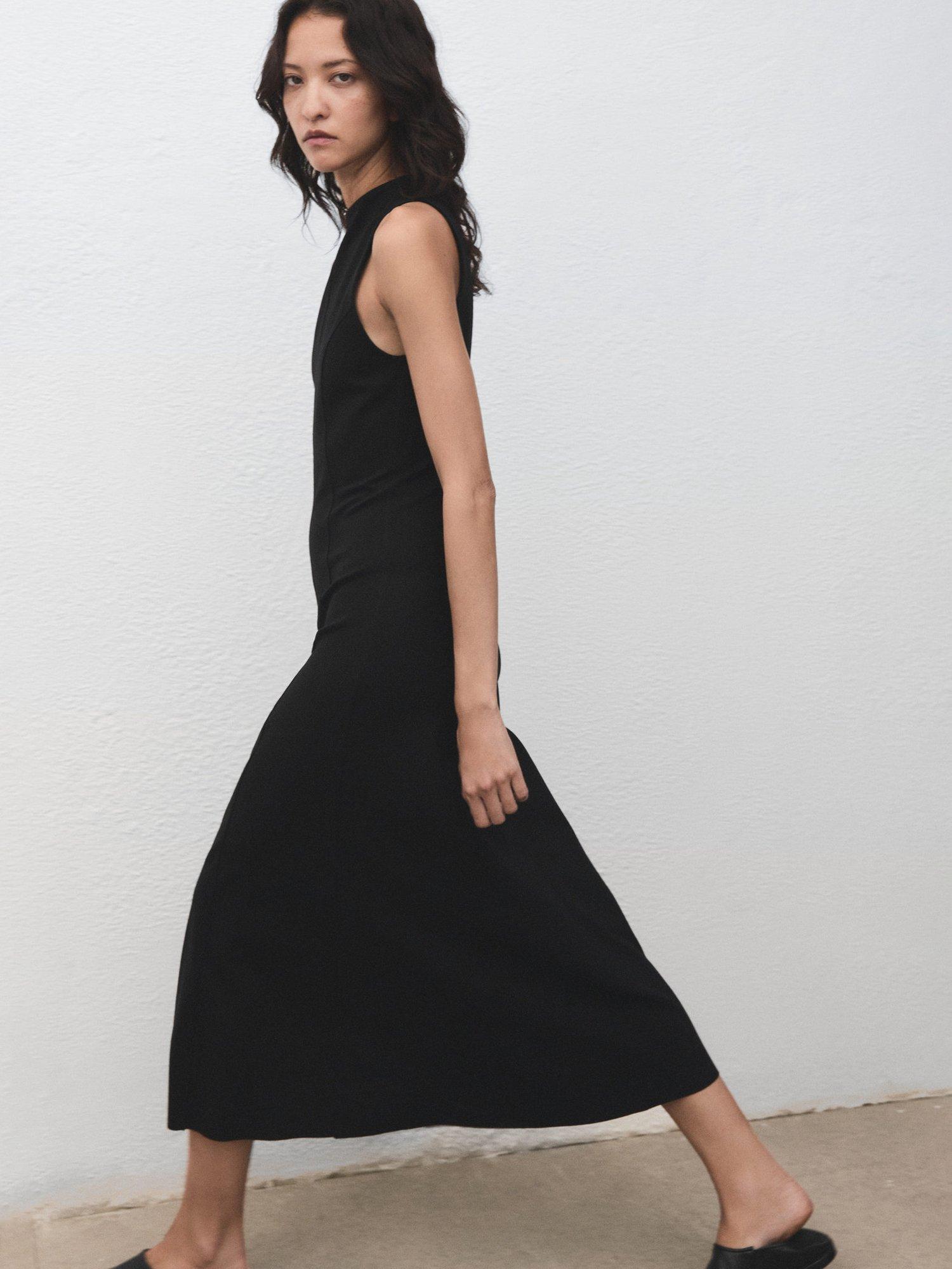 Product image 7 of 8, which shows Mango Leti Sleeveless Midi Dress, Black, 4