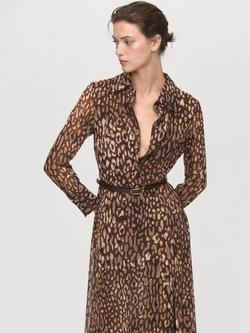 Mango Stefi Abstract Print Shirt Dress, Brown, Brown