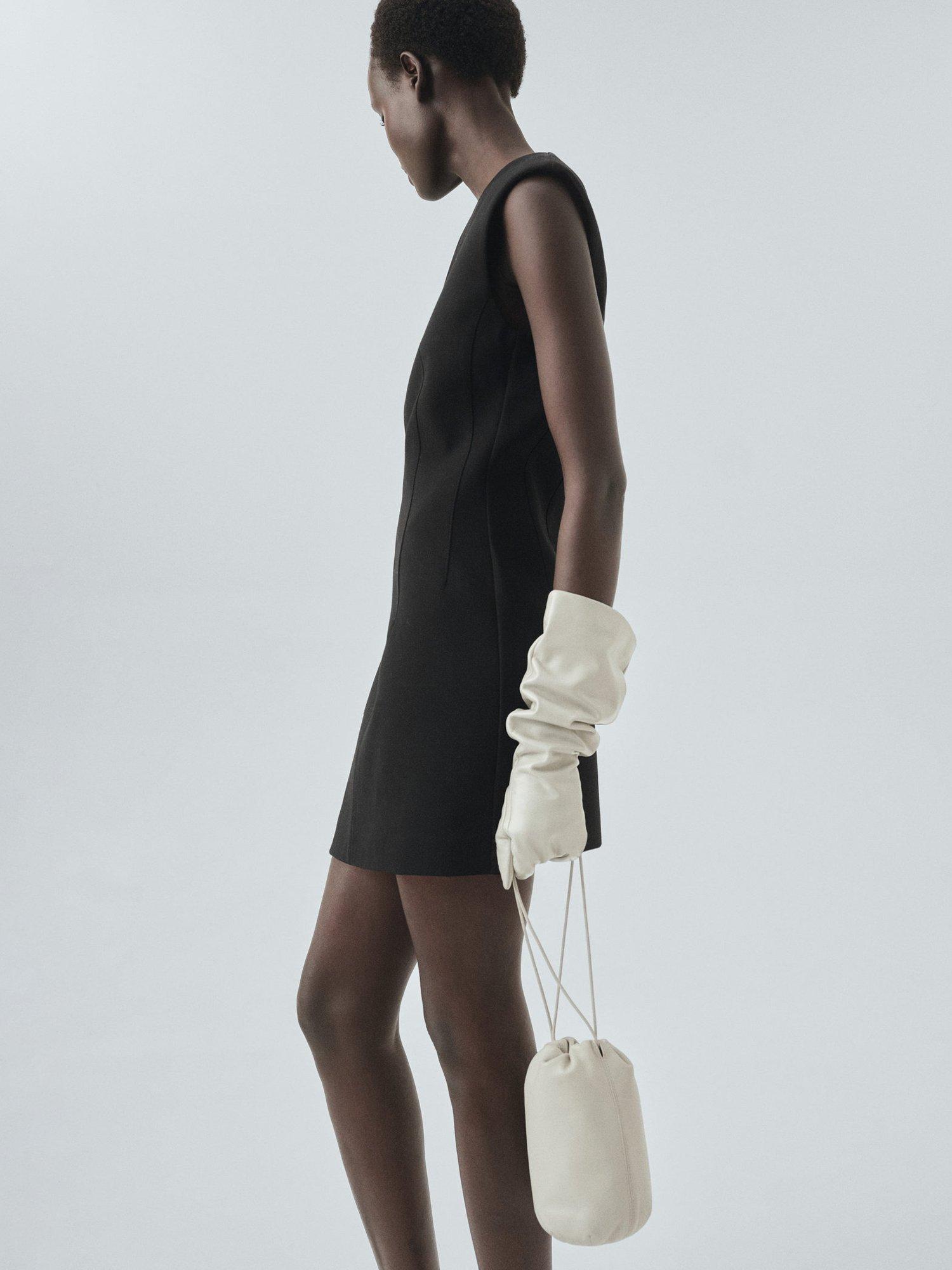 Product image 2 of 8, which shows Mango Tropi Sleeveless Mini Dress, Black, 10