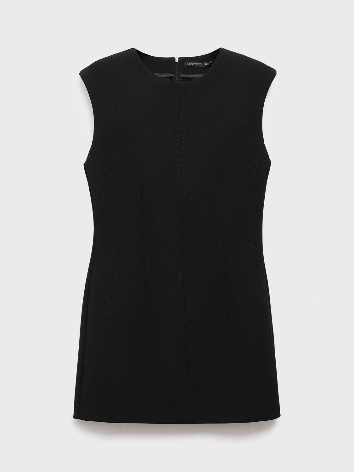 Product image 3 of 8, which shows Mango Tropi Sleeveless Mini Dress, Black, 10
