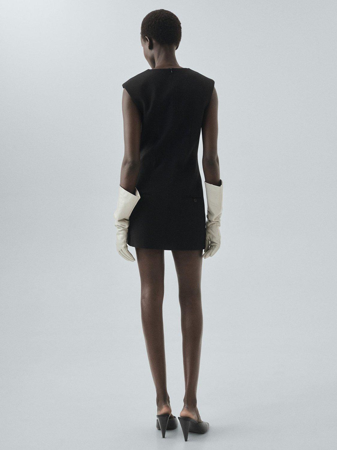 Product image 4 of 8, which shows Mango Tropi Sleeveless Mini Dress, Black, 10