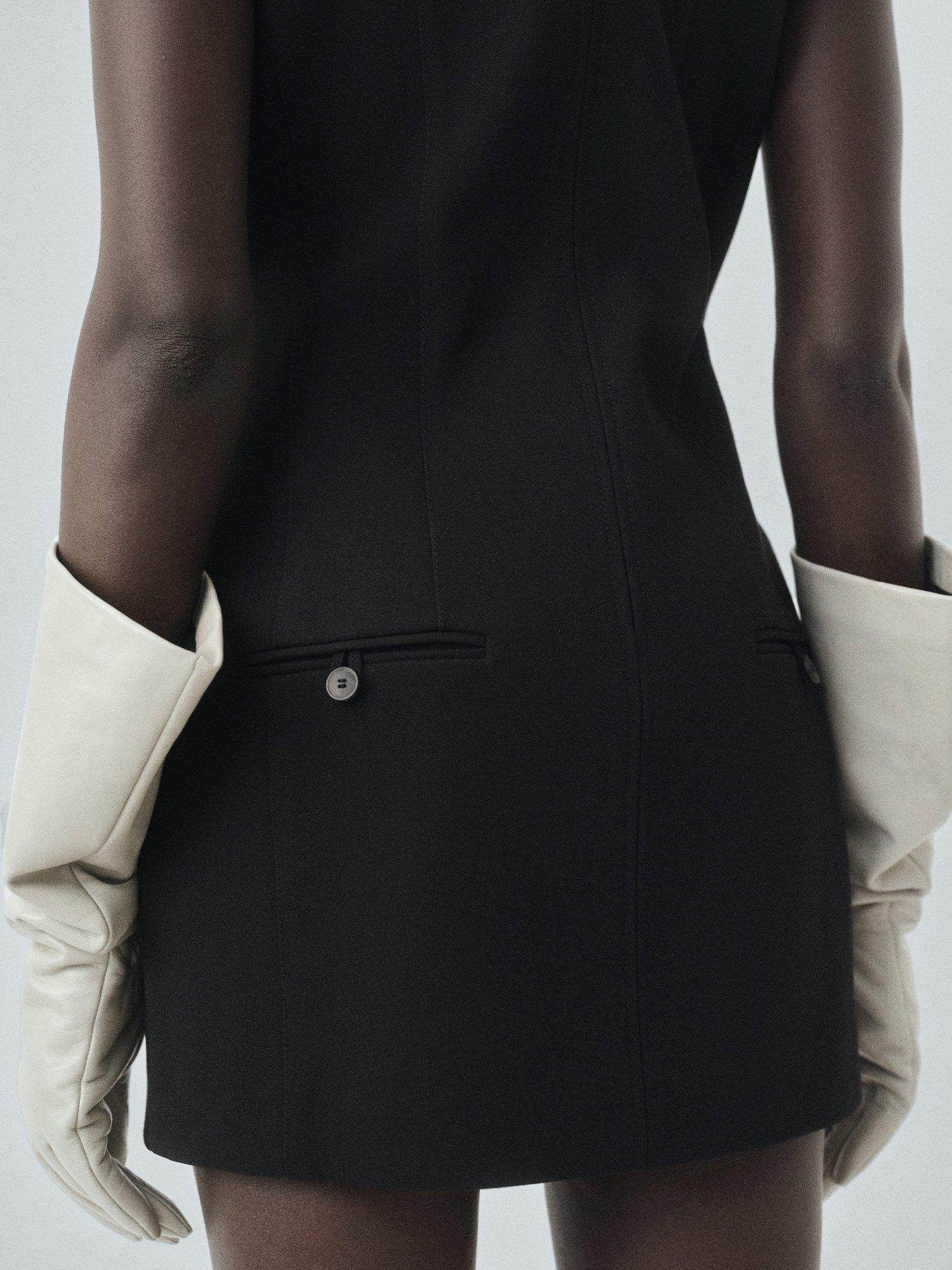 Product image 6 of 8, which shows Mango Tropi Sleeveless Mini Dress, Black, 10