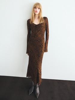 Mango Valeria Leopard Print Dress, Black/Brown - view 2, Black/Brown