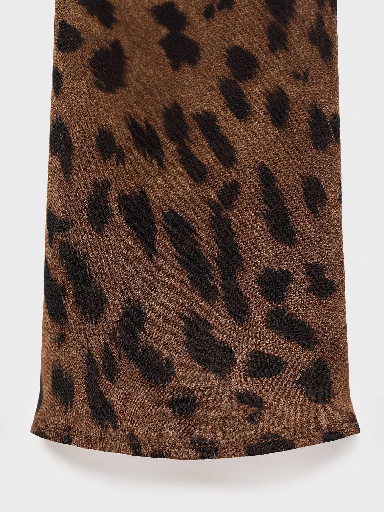 Product image 5 of 7, which shows Mango Valeria Leopard Print Dress, Black/Brown, 14