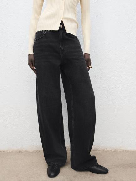 Mango Charlot Mid Rise Balloon Jeans, Open Grey, Open Grey
