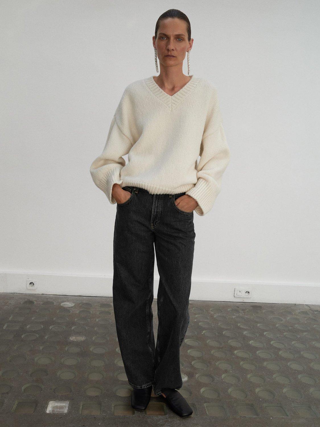 Product image 1 of 6, which shows Mango Davina Mid Rise Straight Jeans, Mid Blue, 10