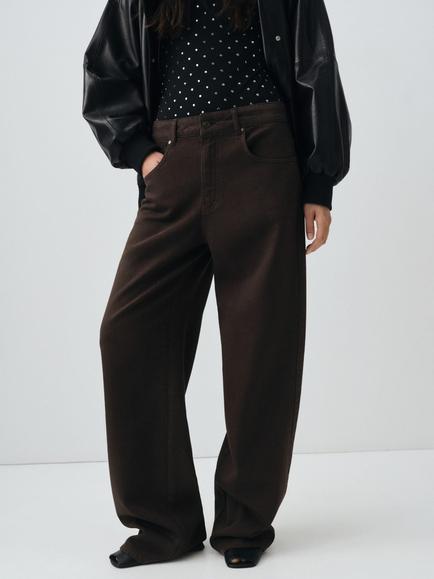Mango Davina Mid Rise Straight Jeans, Dark Brown, Dark Brown