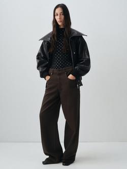 Mango Davina Mid Rise Straight Jeans, Dark Brown - view 2, Dark Brown