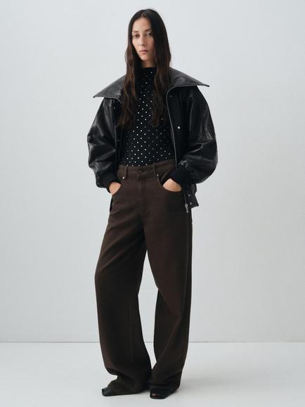 Mango Davina Mid Rise Straight Jeans, Dark Brown - view 2, Dark Brown
