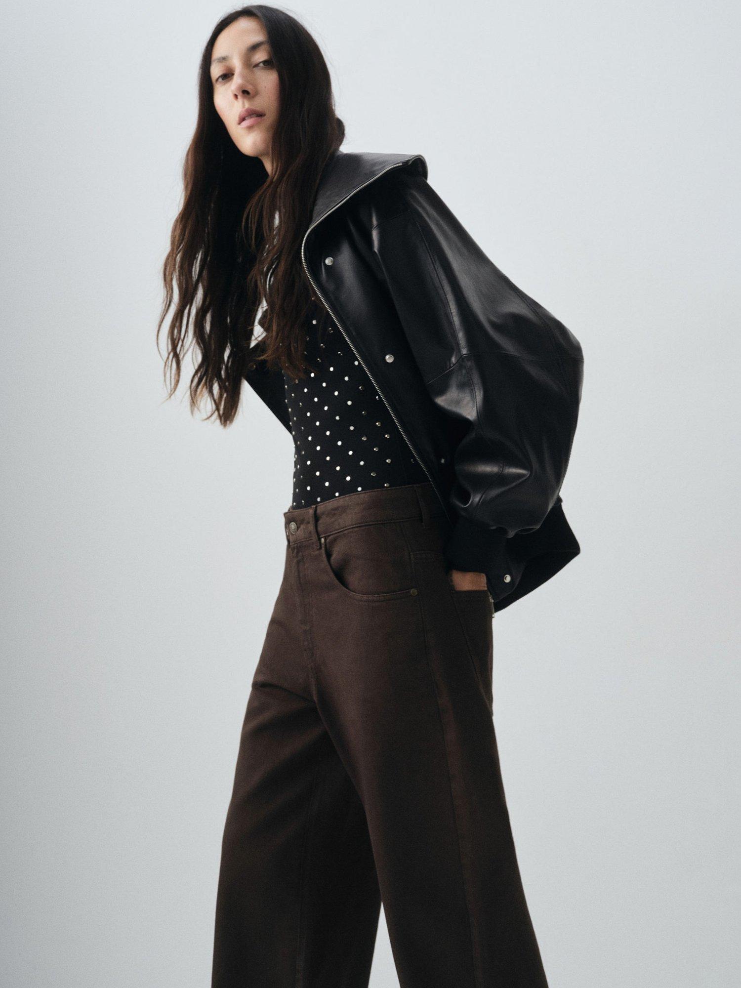 Product image 6 of 8, which shows Mango Davina Mid Rise Straight Jeans, Dark Brown, 10