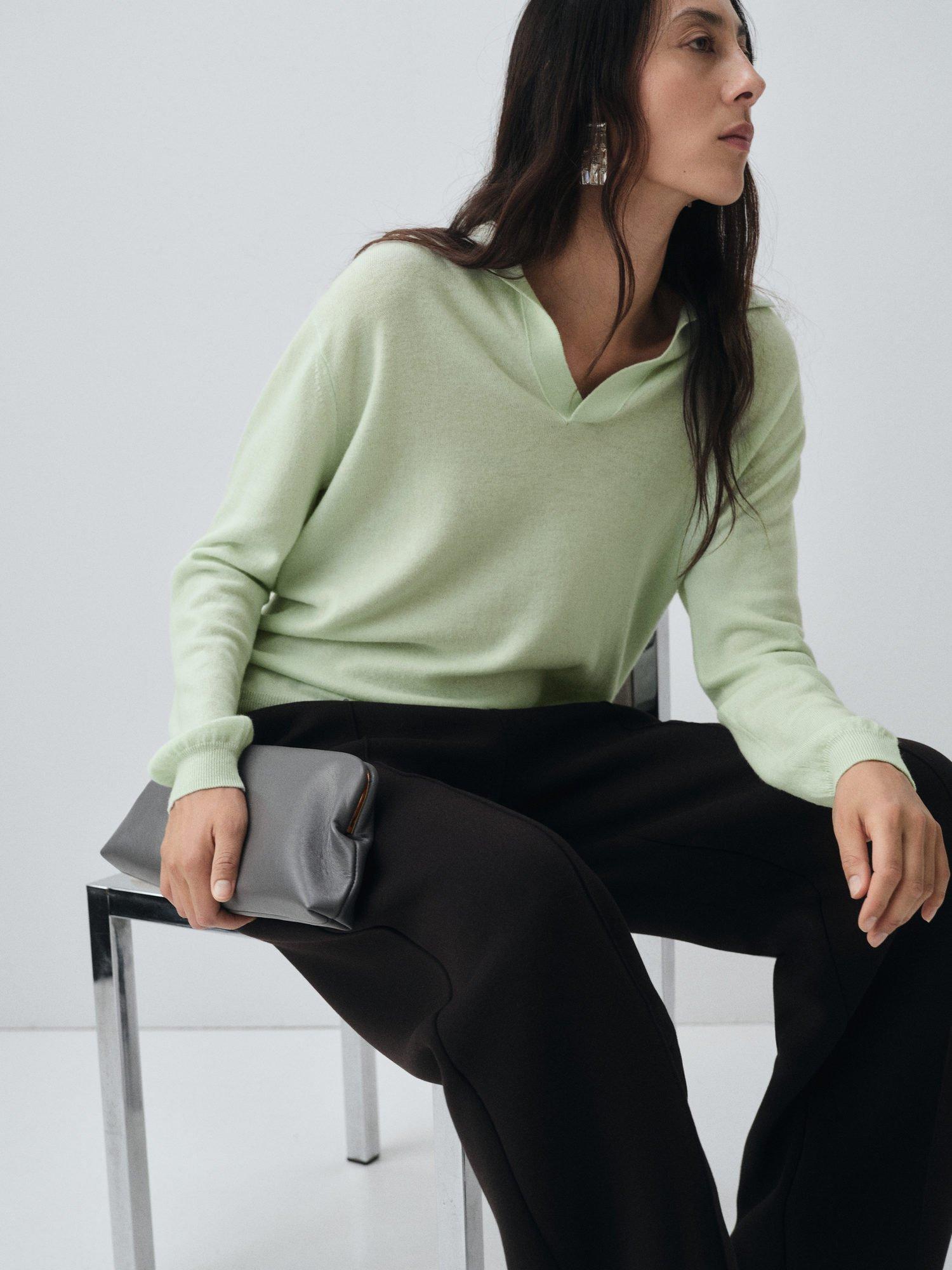 Product image 2 of 8, which shows Mango Auriga Pure Wool Jumper, Turquoise/Aqua, S